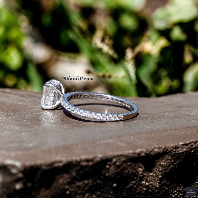 1.50 CT Emerald Cut Moissanite Engagement Ring - view 3