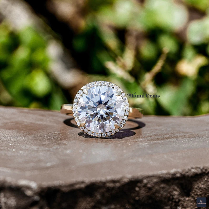 6 CT Round Heart & Arrow Cut Moissanite Engagement Ring