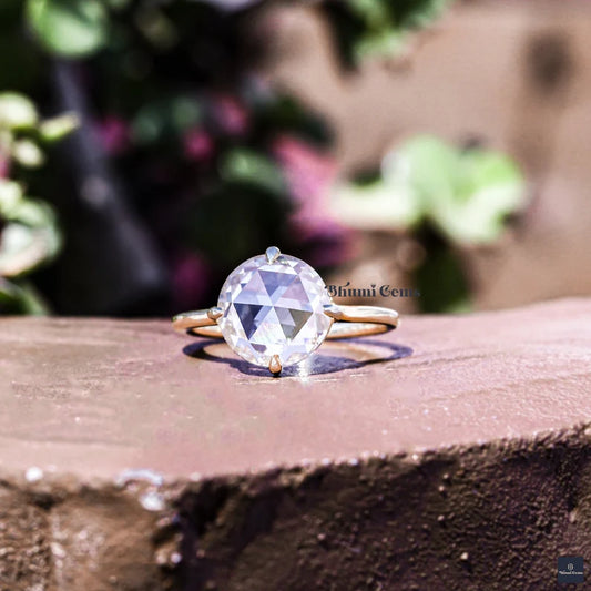 Stunning 3 CT Moissanite Engagement Ring - Vintage Yellow Gold Solitaire