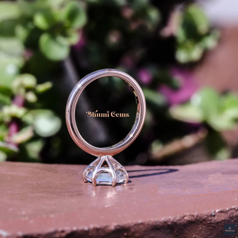 Solitaire Moissanite Engagement Ring 3 CT Hexagon Step Cut Diamond - view 6