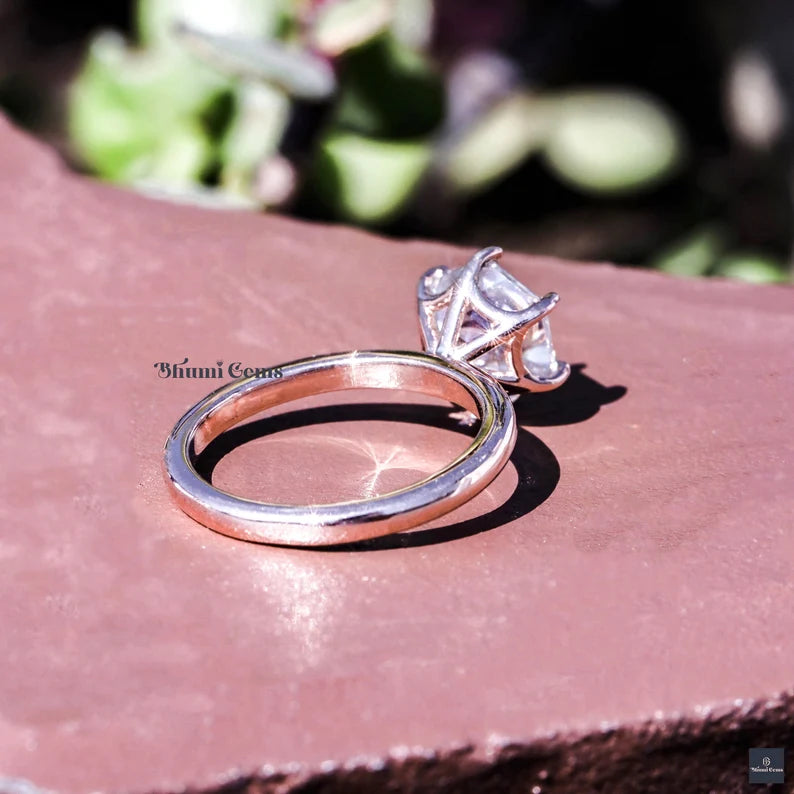 Solitaire Moissanite Engagement Ring 3 CT Hexagon Step Cut Diamond - view 4