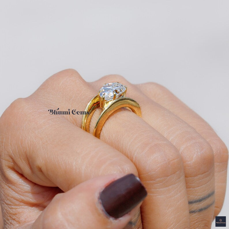 3 CT Pear Shaped Moissanite Engagement Ring - view 5