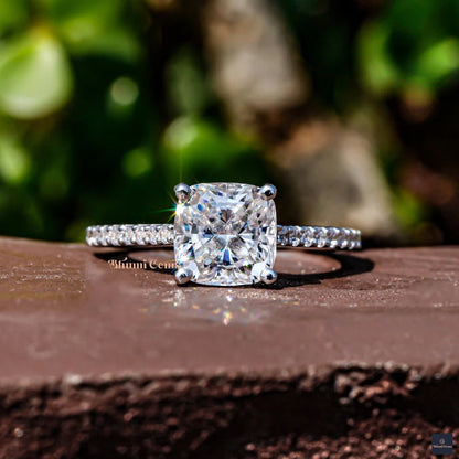 2 CT Cushion Moissanite Solitaire Engagement Ring