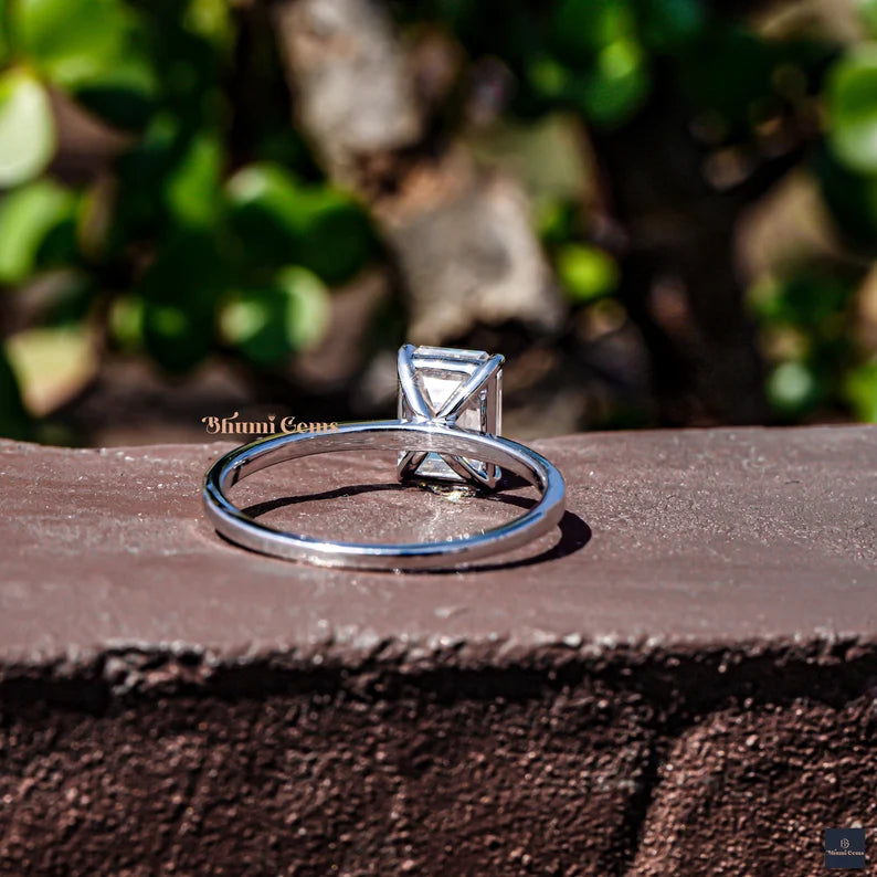 2 CT Emerald Cut Moissanite Engagement Ring - view 6