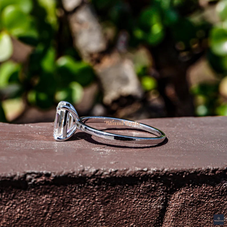 2 CT Emerald Cut Moissanite Engagement Ring - view 5