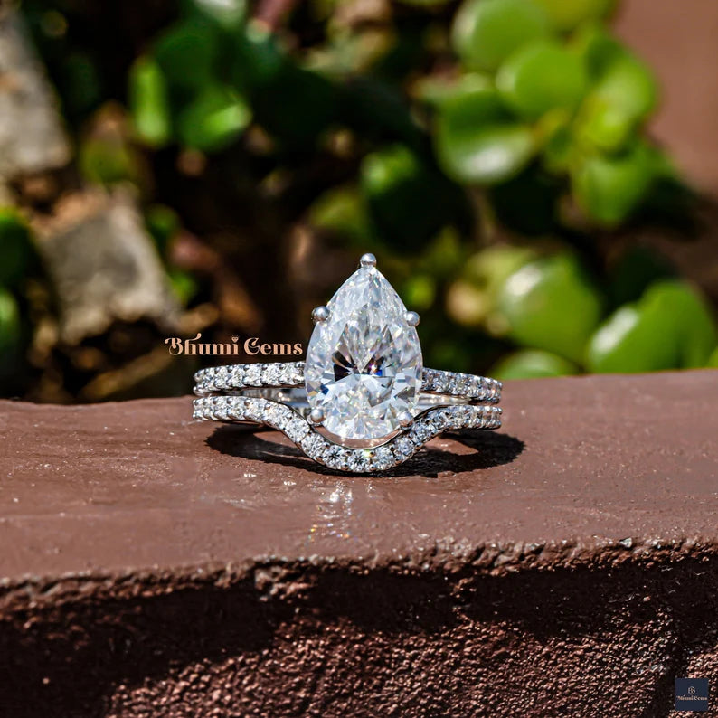3 CT Pear Moissanite Bridal Ring - view 6
