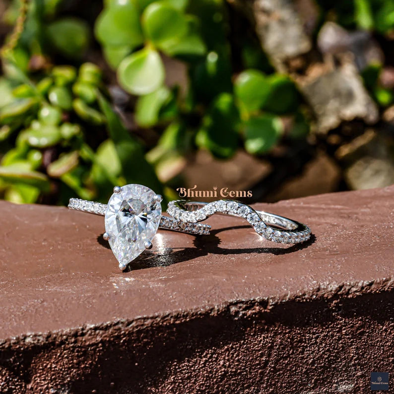 3 CT Pear Moissanite Bridal Ring - view 5