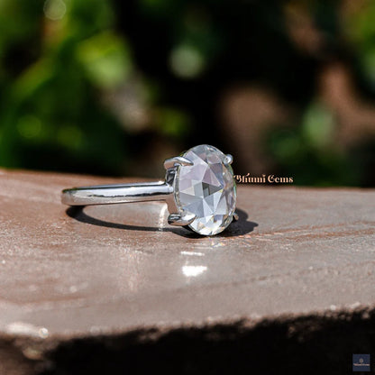3 CT Oval Rose Cut Moissanite Ring - view 5
