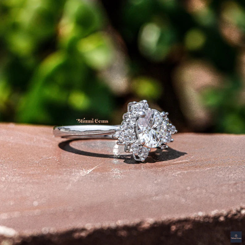 Round Moissanite Engagement Ring 1 CT Round Diamond - view 2