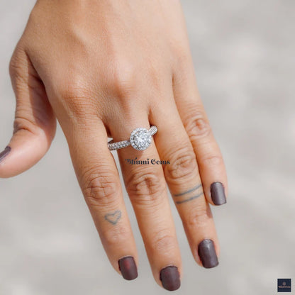 Moissanite Engagement Ring 1 CT Round Diamond - view 6