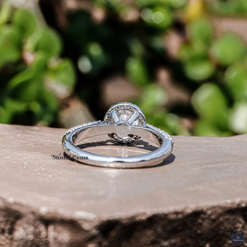Moissanite Engagement Ring 1 CT Round Diamond - view 5