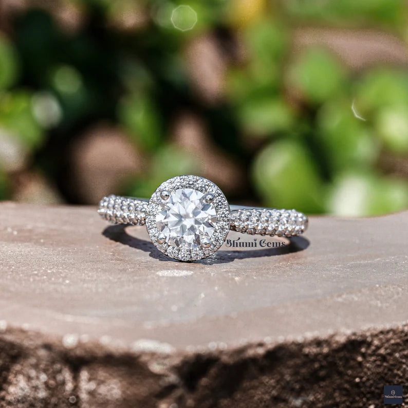 Moissanite Engagement Ring 1 CT Round Diamond - view 4