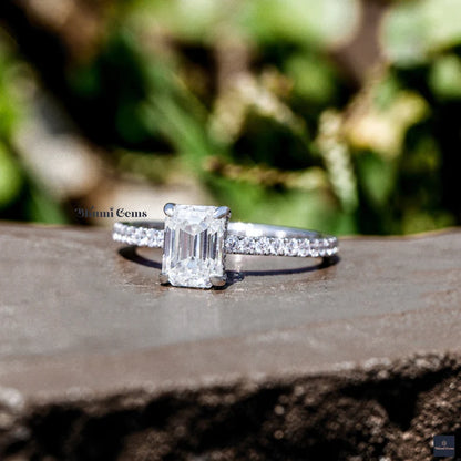 1.50 CT Emerald Cut Moissanite Engagement Ring - view 6
