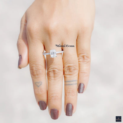 1.50 CT Emerald Cut Moissanite Engagement Ring - view 5