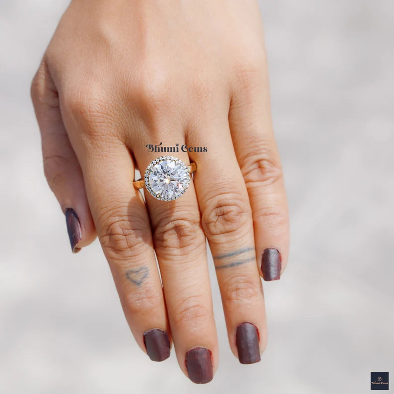6 CT Round Cut Moissanite Engagement Ring - view 5