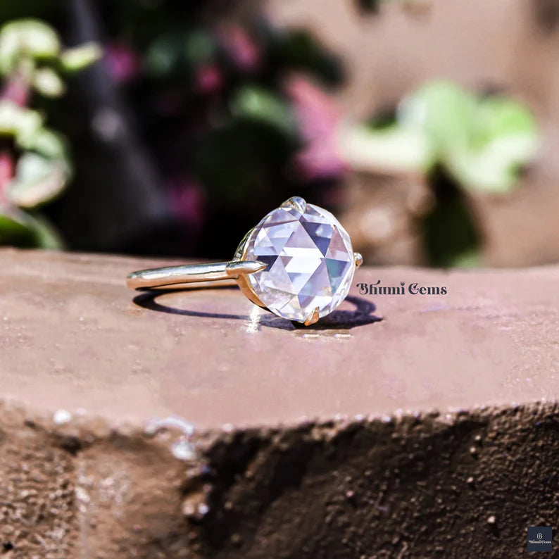 Moissanite Engagement Ring 3 CT Round Rose Cut Moissanite - view 6