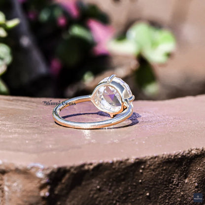Moissanite Engagement Ring 3 CT Round Rose Cut Moissanite - view 5