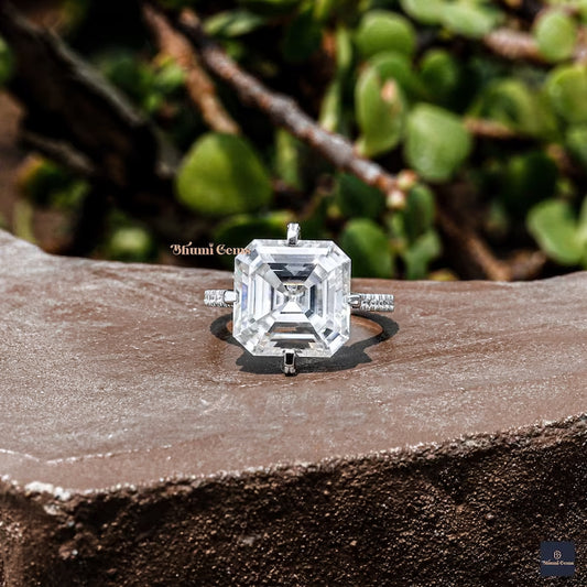 8 CT Asscher Cut Moissanite Wedding Ring
