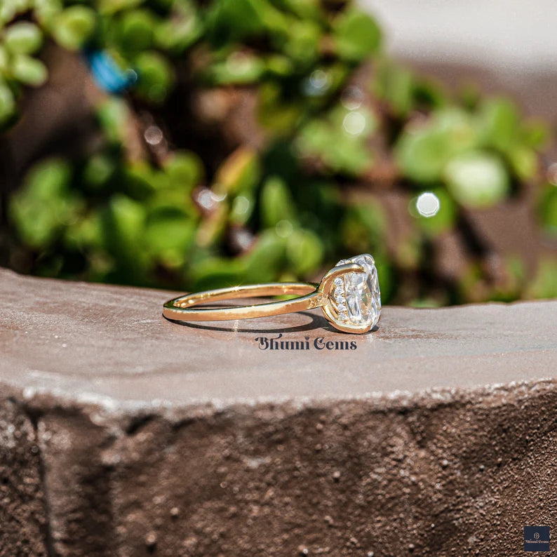 3 CT Elongated Cushion Cut Moissanite Engagement Ring - view 5