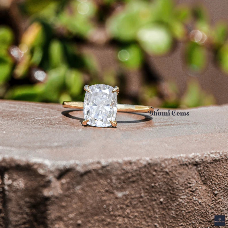 3 CT Elongated Cushion Cut Moissanite Engagement Ring - view 4