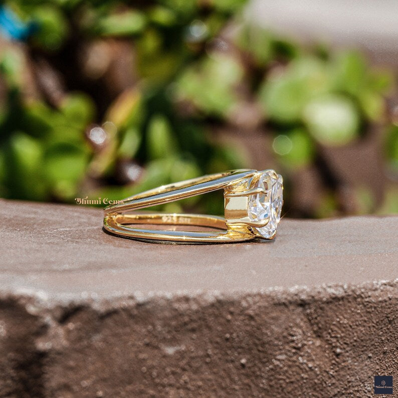 3 CT Pear Shaped Moissanite Engagement Ring - view 3