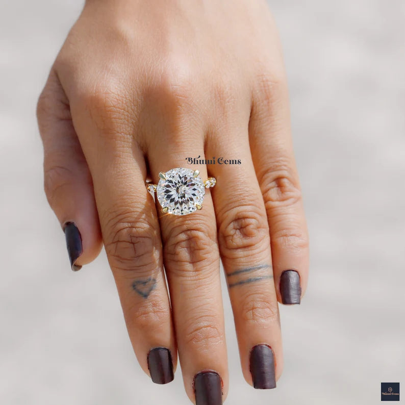 10 CT Portuguese Cut Moissanite Engagement Ring - view 5