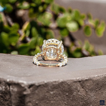 10 CT Portuguese Cut Moissanite Engagement Ring - view 4