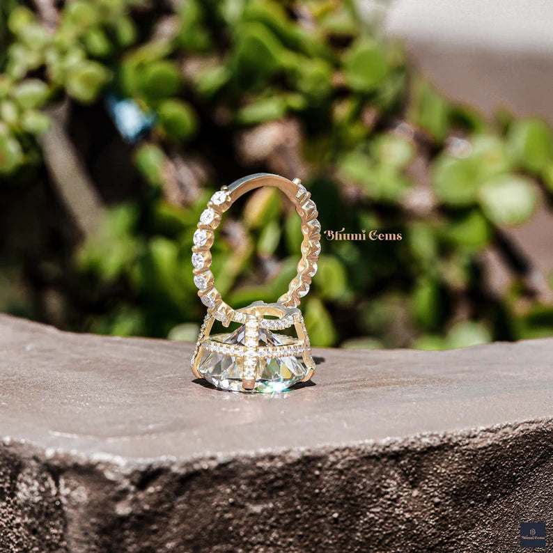 10 CT Portuguese Cut Moissanite Engagement Ring - view 3