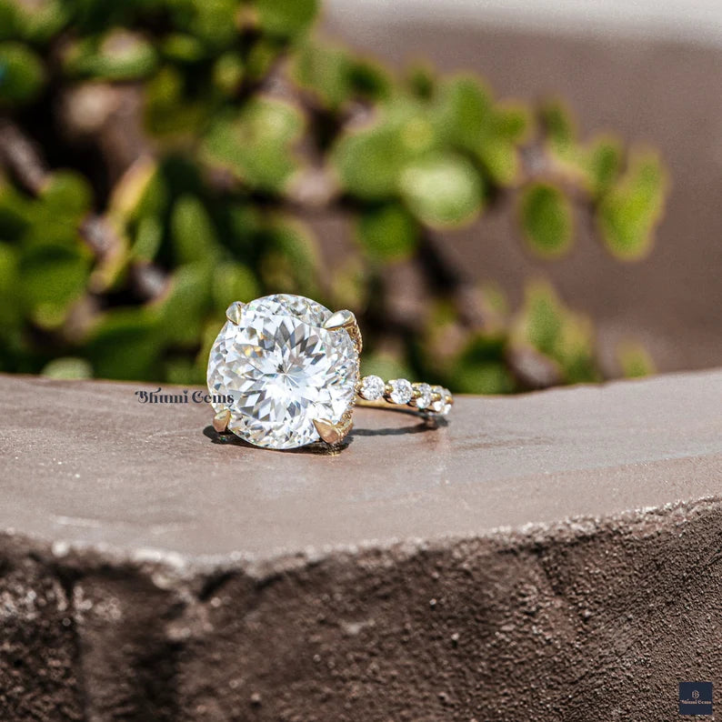 10 CT Portuguese Cut Moissanite Engagement Ring - view 2