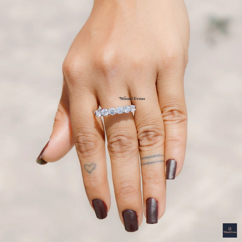 6 Stone Round Moissanite Ring - view 3