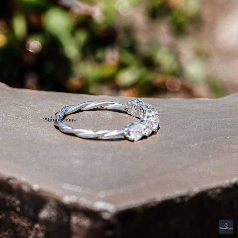 6 Stone Round Moissanite Ring - view 5