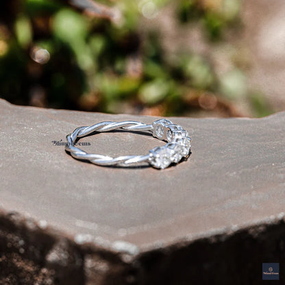 6 Stone Round Moissanite Ring - view 5