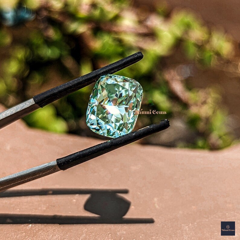 1CT-10CT Elongated Cushion Cut Light Green Colored Moissanite Loose for Engagement Ring - view 3