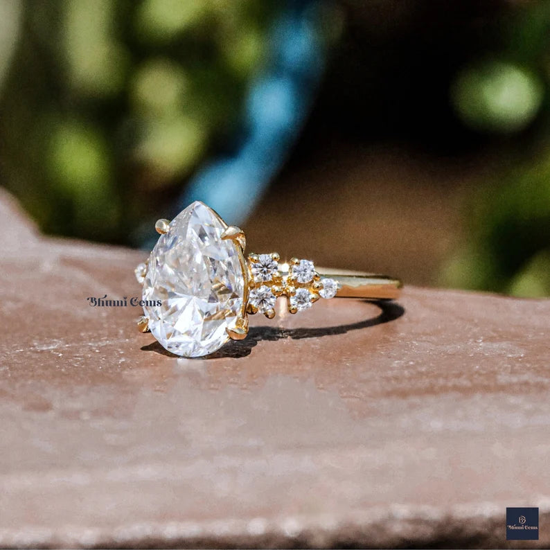 2 CT Pear Shaped Moissanite Engagement Ring - view 5