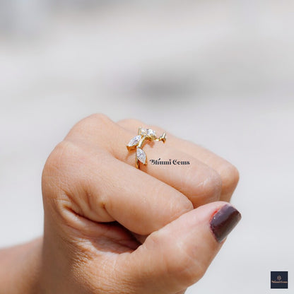 Leaf Style Marquise Moissanite Wedding Band - view 4