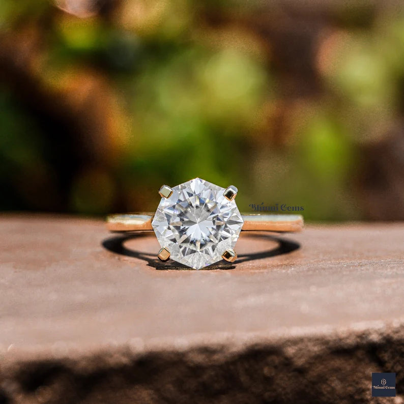 3 CT Octagon Shaped Moissanite Engagement Ring