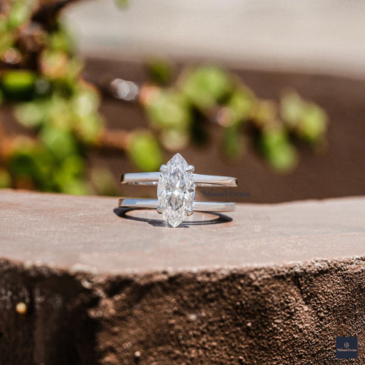 Marquise Moissanite Engagement Ring Split Shank