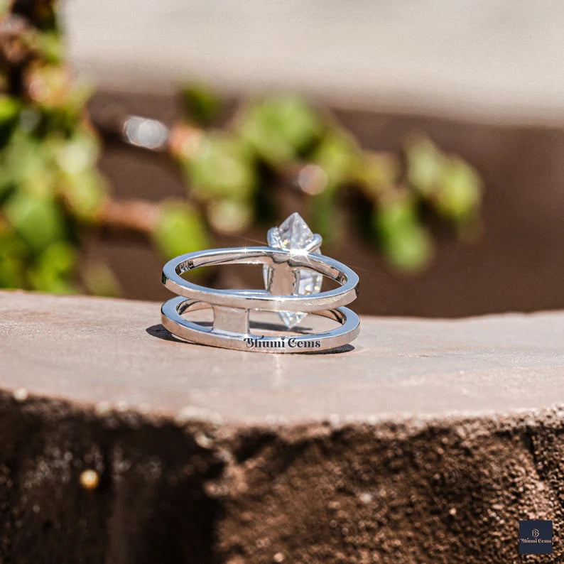 2 CT Marquise Moissanite Engagement Ring - view 6