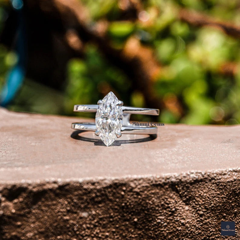 2 CT Marquise Moissanite Engagement Ring - view 3