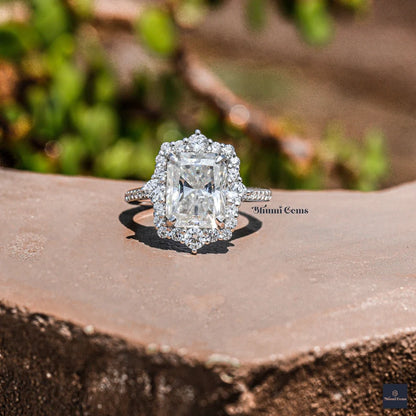 Vintage Halo Radiant Moissanite Ring