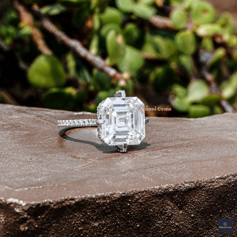 8 CT Asscher Cut Moissanite Engagement Ring - view 6