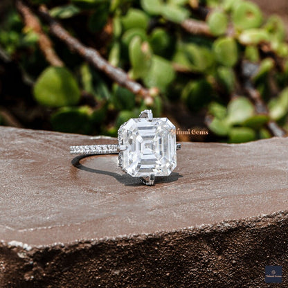 8 CT Asscher Cut Moissanite Engagement Ring - view 6