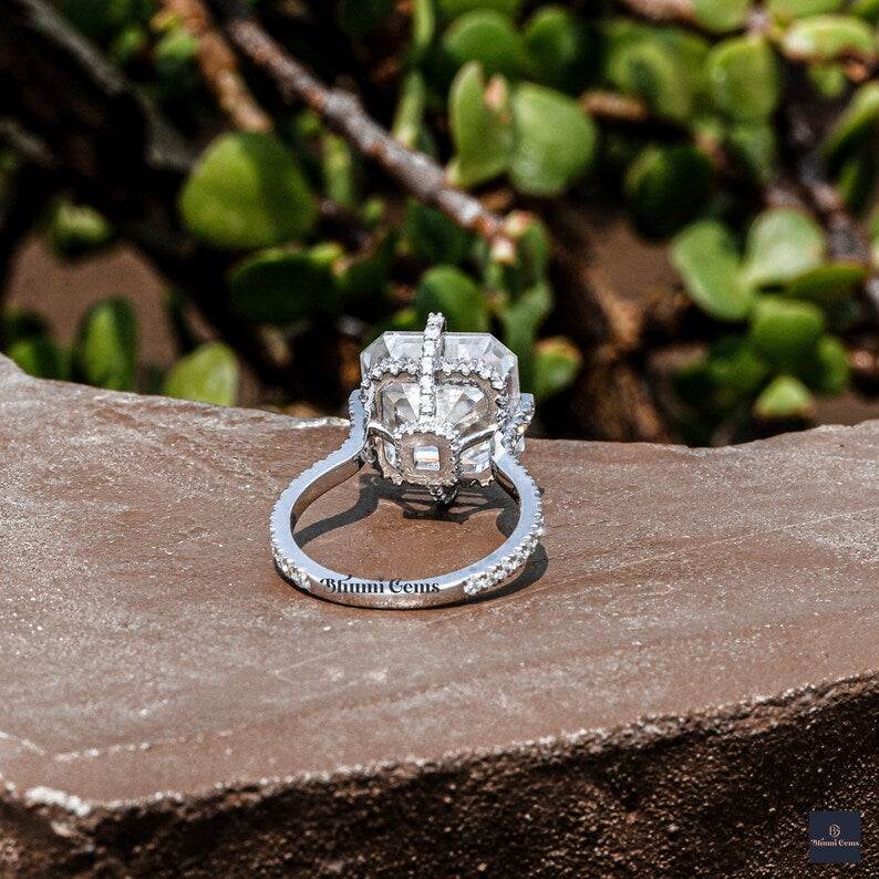 8 CT Asscher Cut Moissanite Engagement Ring - view 4