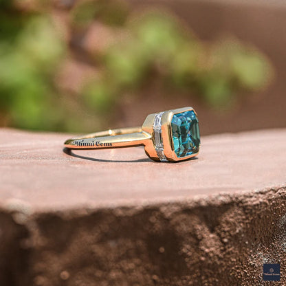 4 CT Blue Colored Emerald Moissanite Engagement Ring - view 6