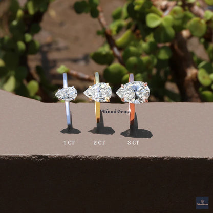 1/2/3 CT Pear Shaped Moissanite Engagement Rings for Women