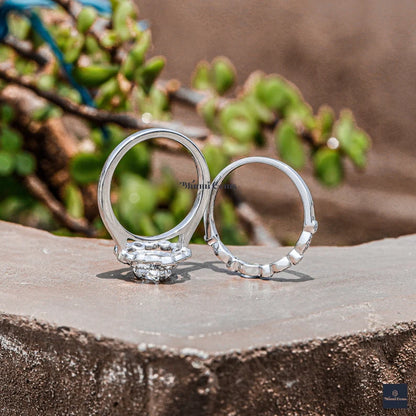 1 CT Oval Halo Moissanite Bridal Ring Set - view 3