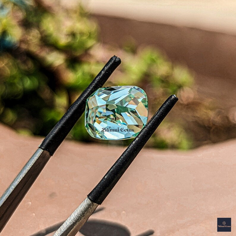 1CT-10CT Elongated Cushion Cut Light Green Colored Moissanite Loose for Engagement Ring - view 4
