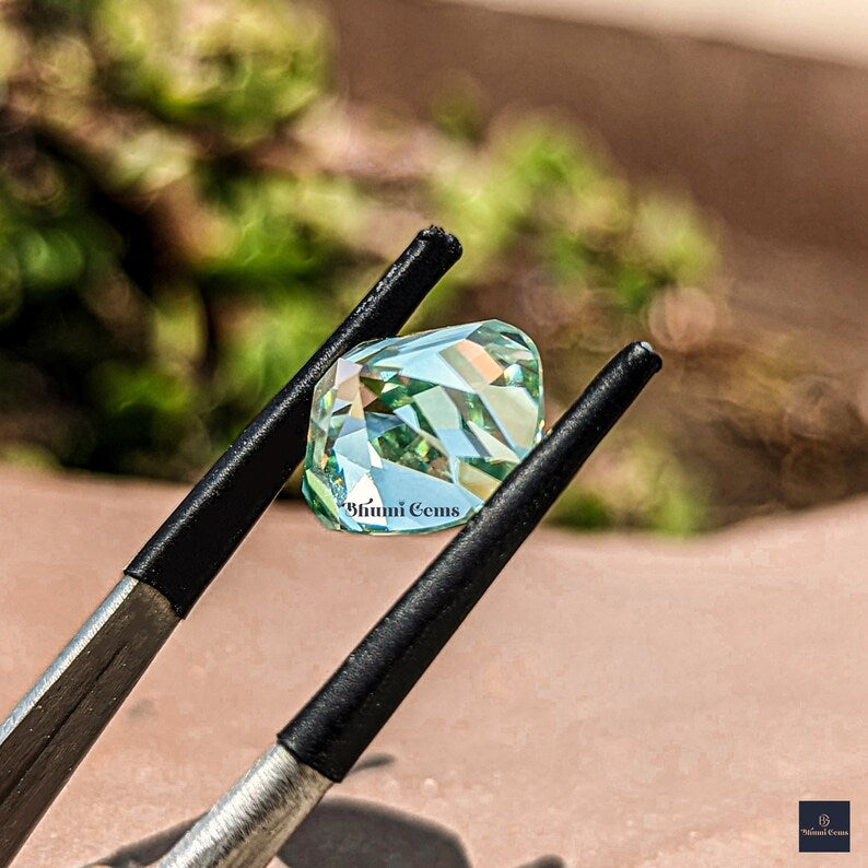 1CT-10CT Elongated Cushion Cut Light Green Colored Moissanite Loose for Engagement Ring - view 5