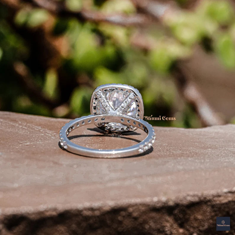 Halo Round Cut Moissanite Engagement Ring - view 5