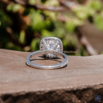 Halo Round Cut Moissanite Engagement Ring - view 5